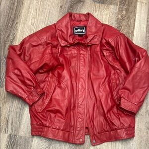 Vintage Gallery size large unisex Vibrant Red real Korean Leather Jacket